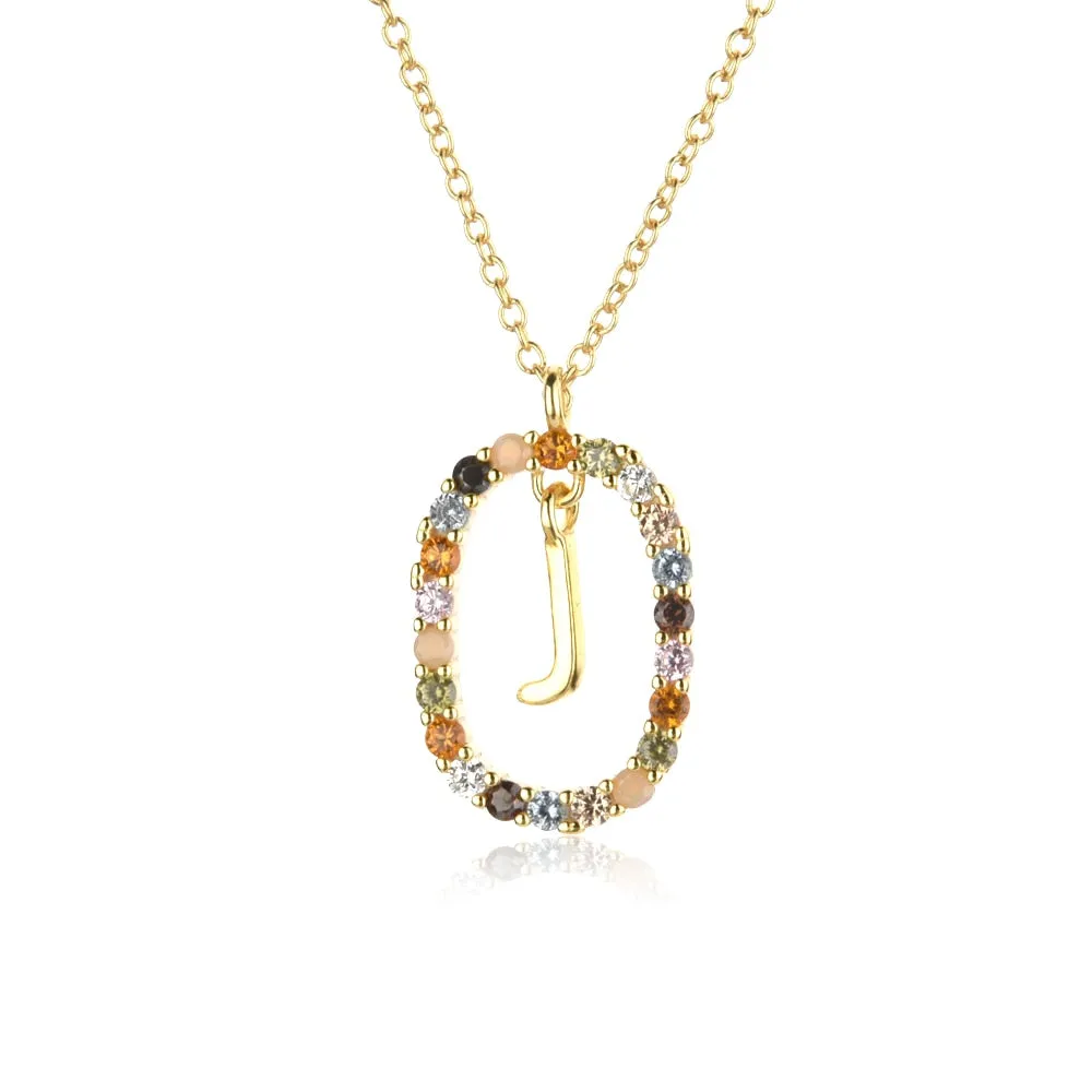 Gold Letter Initial Necklace with Adjustable Chain