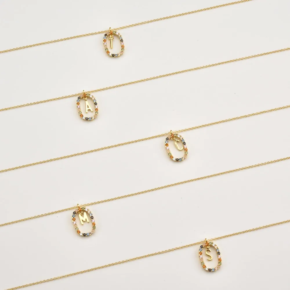 Gold Letter Initial Necklace with Adjustable Chain