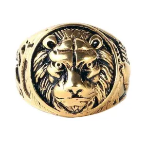 Gold Lion Head Ring