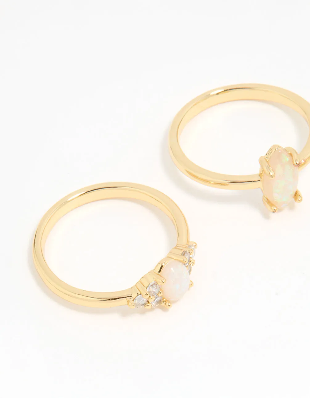 Gold Plated Cubic Zirconia Marquise Stacking Rings 3-Pack
