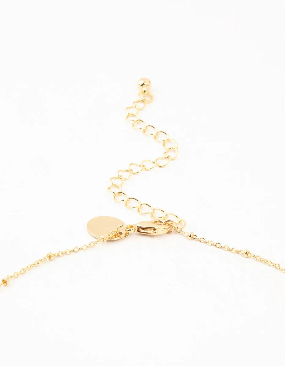 Gold Plated Diamante Edge Cross Necklace & Huggie Earrings Set