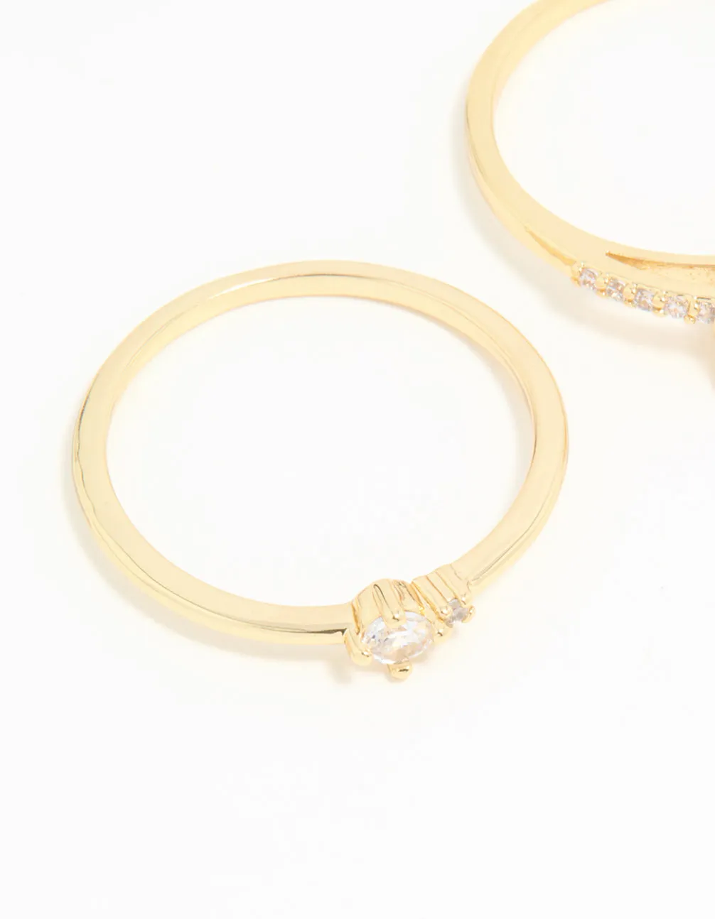 Gold Plated Elegant Pear Stacking Rings 3-Pack