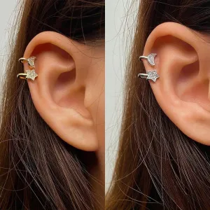 Gold Plated Micro Pave Celestial, Star Moon Ear Cuff, Earring
