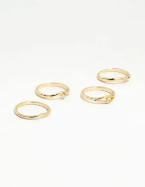 Gold Plated Organic Wave Stacking Rings 4-Pack
