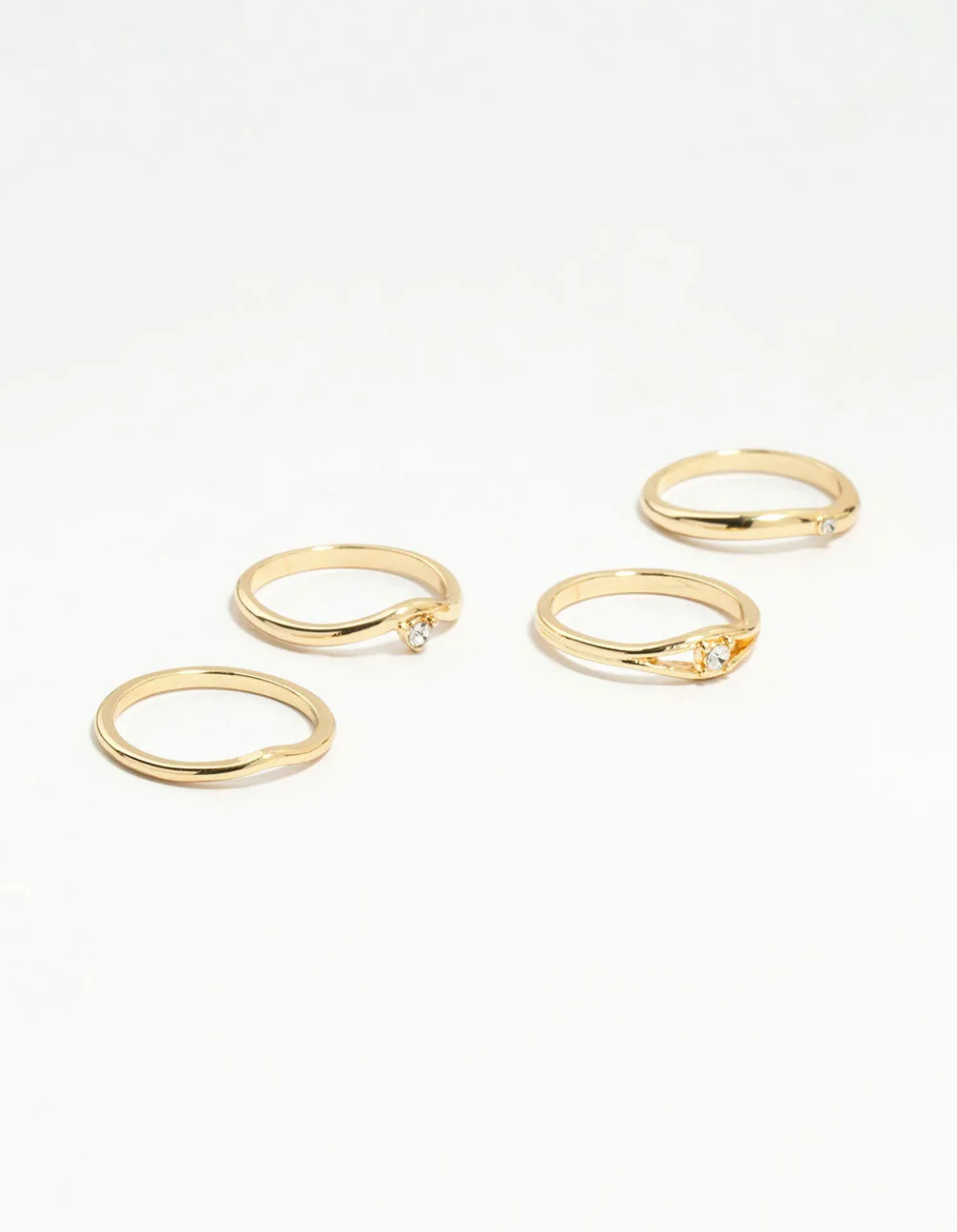 Gold Plated Organic Wave Stacking Rings 4-Pack