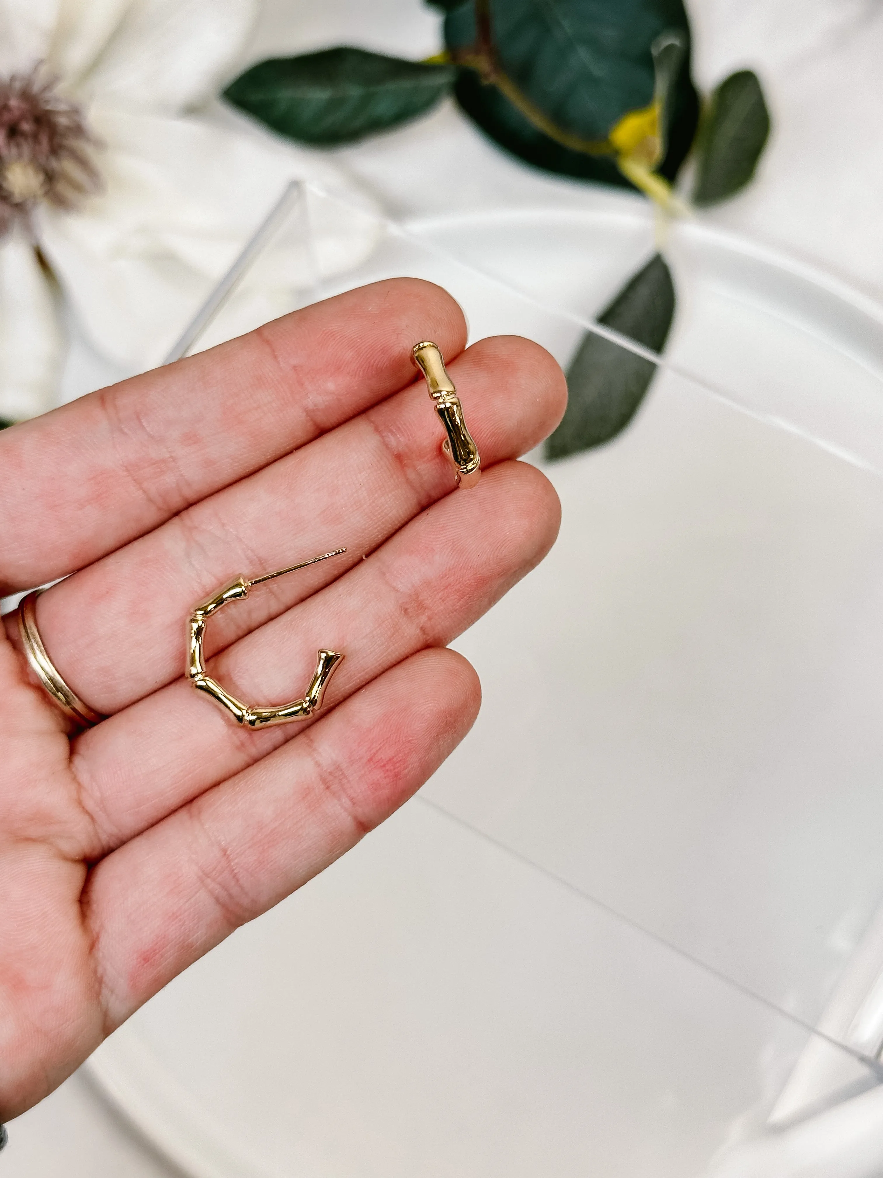 Gold-Plated Rounded Bamboo Hoops