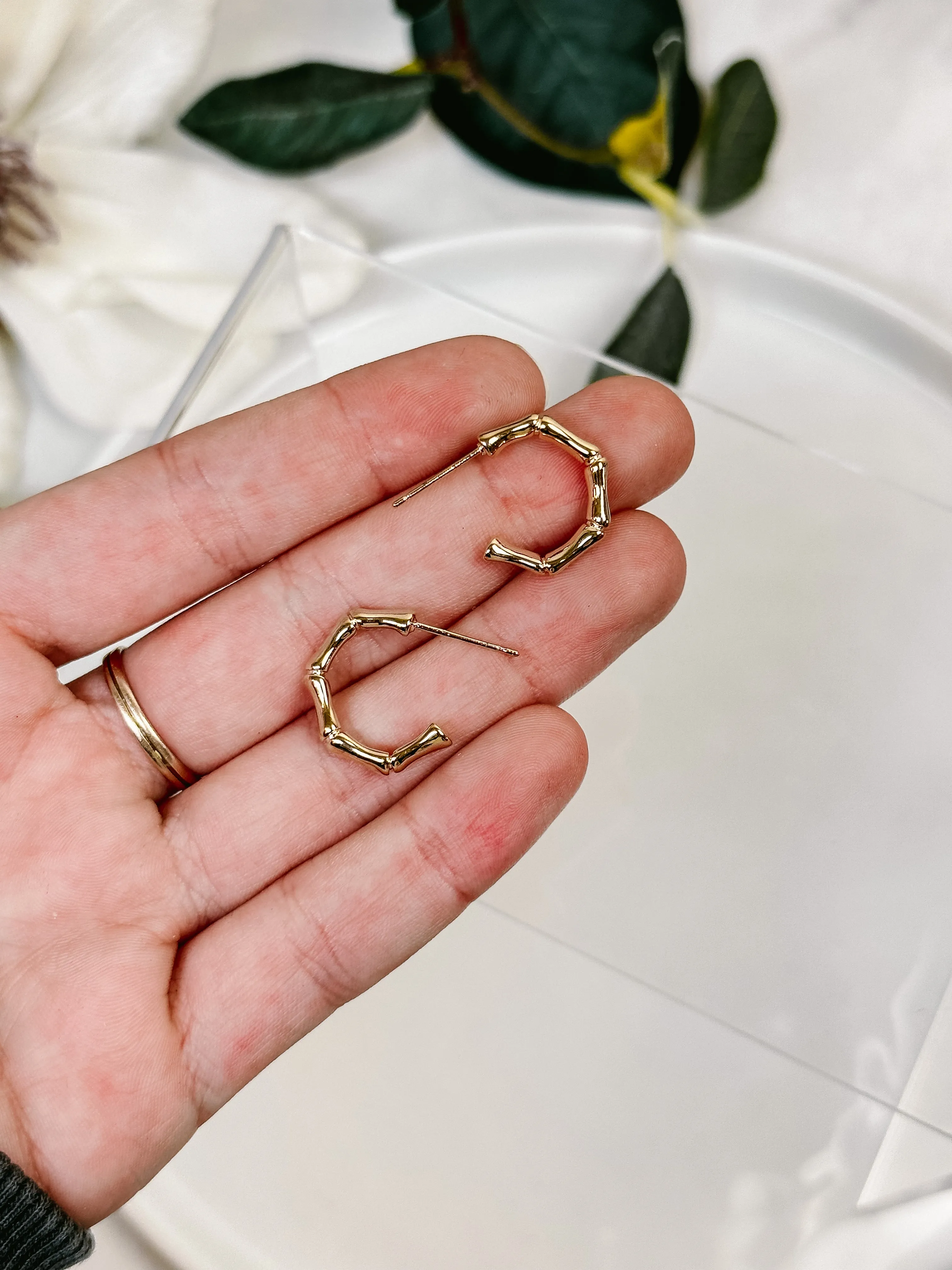 Gold-Plated Rounded Bamboo Hoops