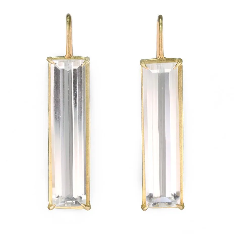 Gold Prong-Set White Topaz "Prism" Earrings