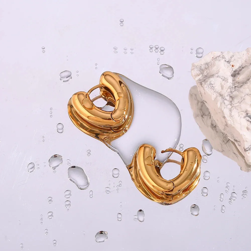 Gold PVD Water-Resistant Chunky Heart Hoop Earrings – Hypoallergenic & Tarnish-Free