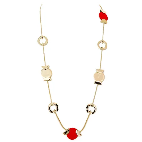 GOLD RED NECKLACE  #SC32337_GLD-RED (AI19)