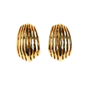 Gold Ribbed Hoop Earrings by Napier