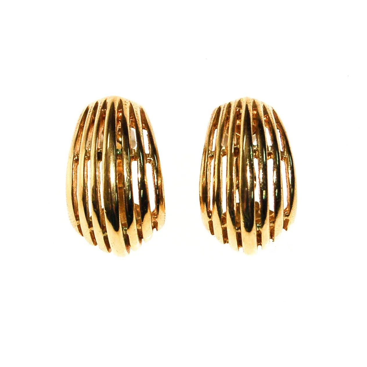 Gold Ribbed Hoop Earrings by Napier