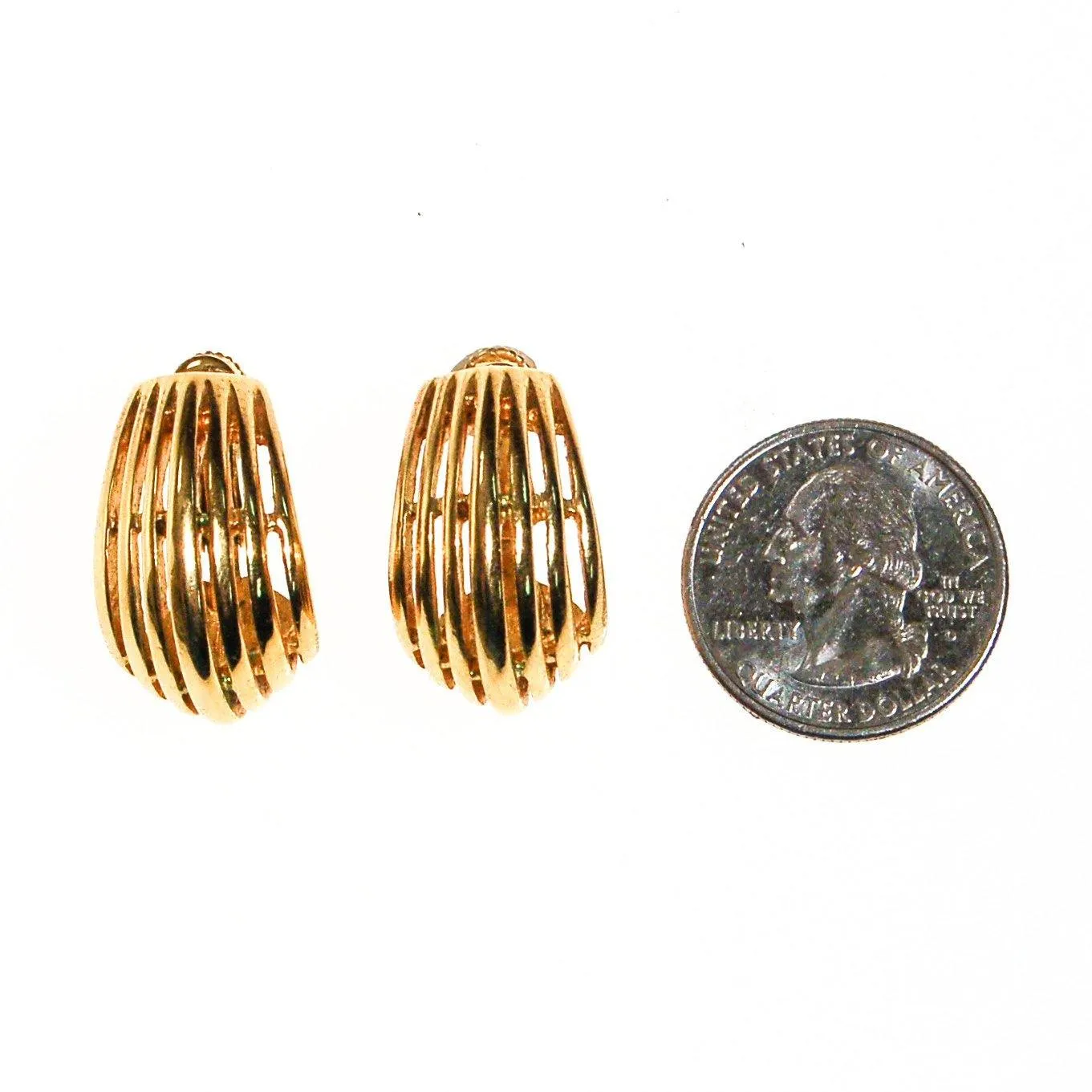 Gold Ribbed Hoop Earrings by Napier