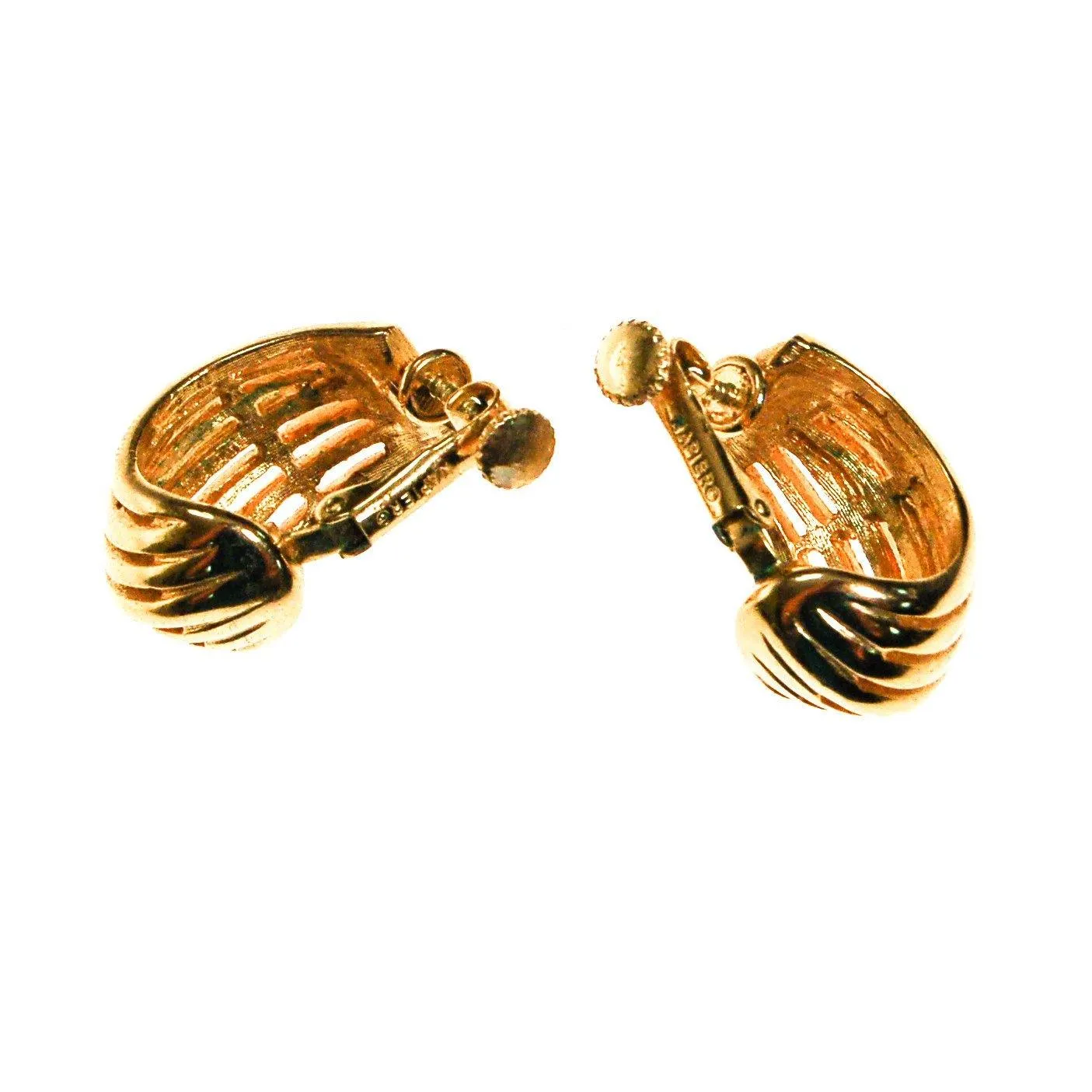 Gold Ribbed Hoop Earrings by Napier
