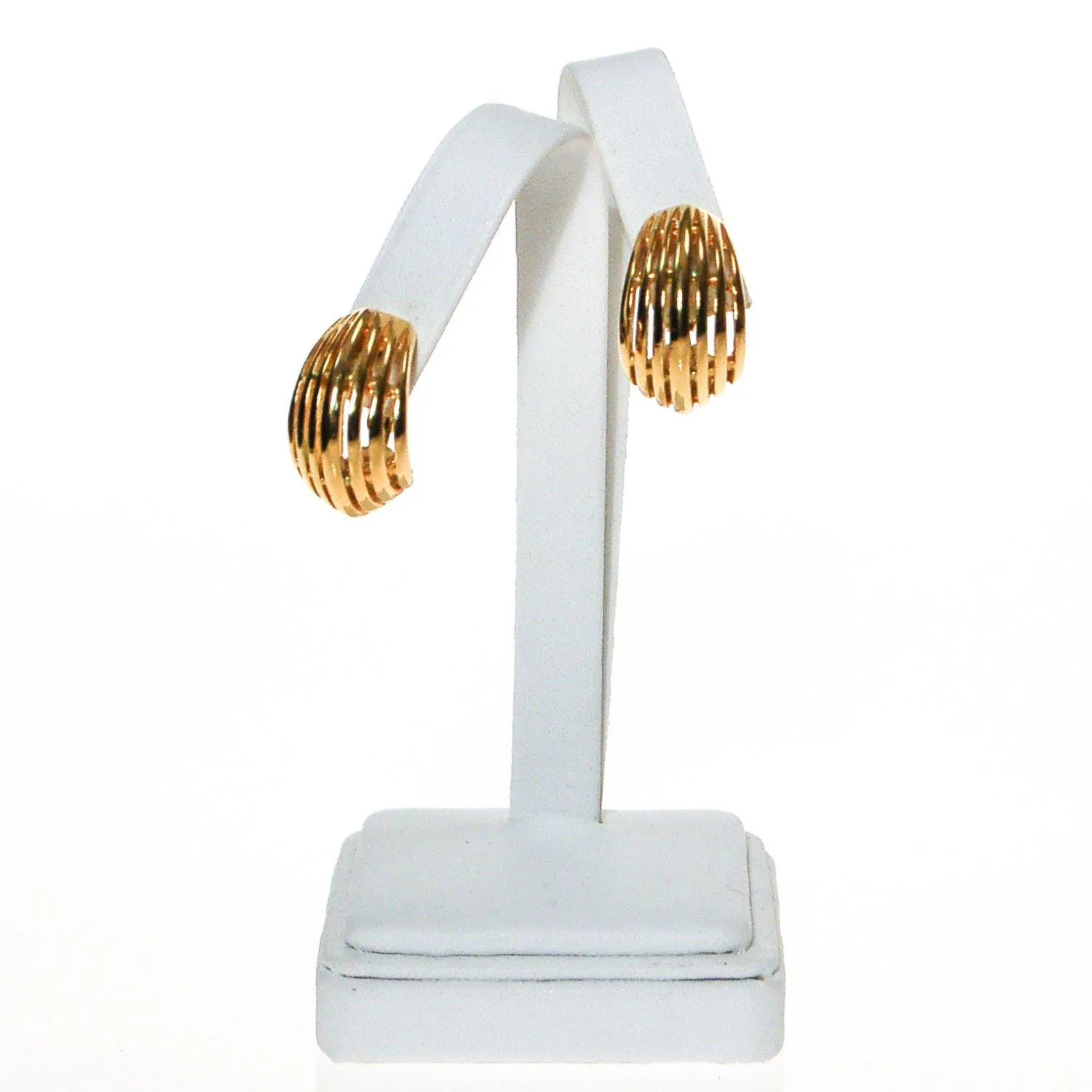 Gold Ribbed Hoop Earrings by Napier