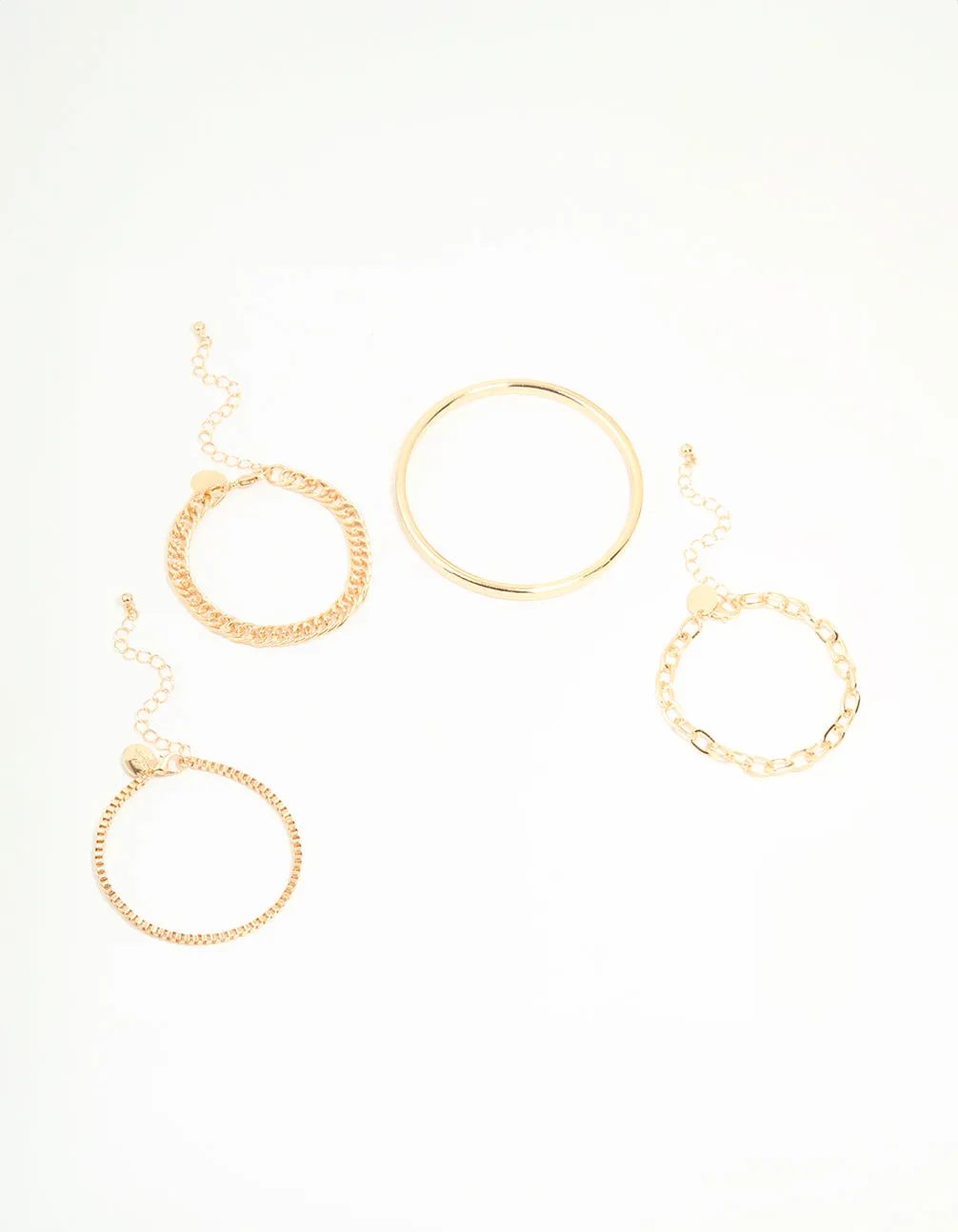 Gold Smooth & Chain Bracelets 4-Pack