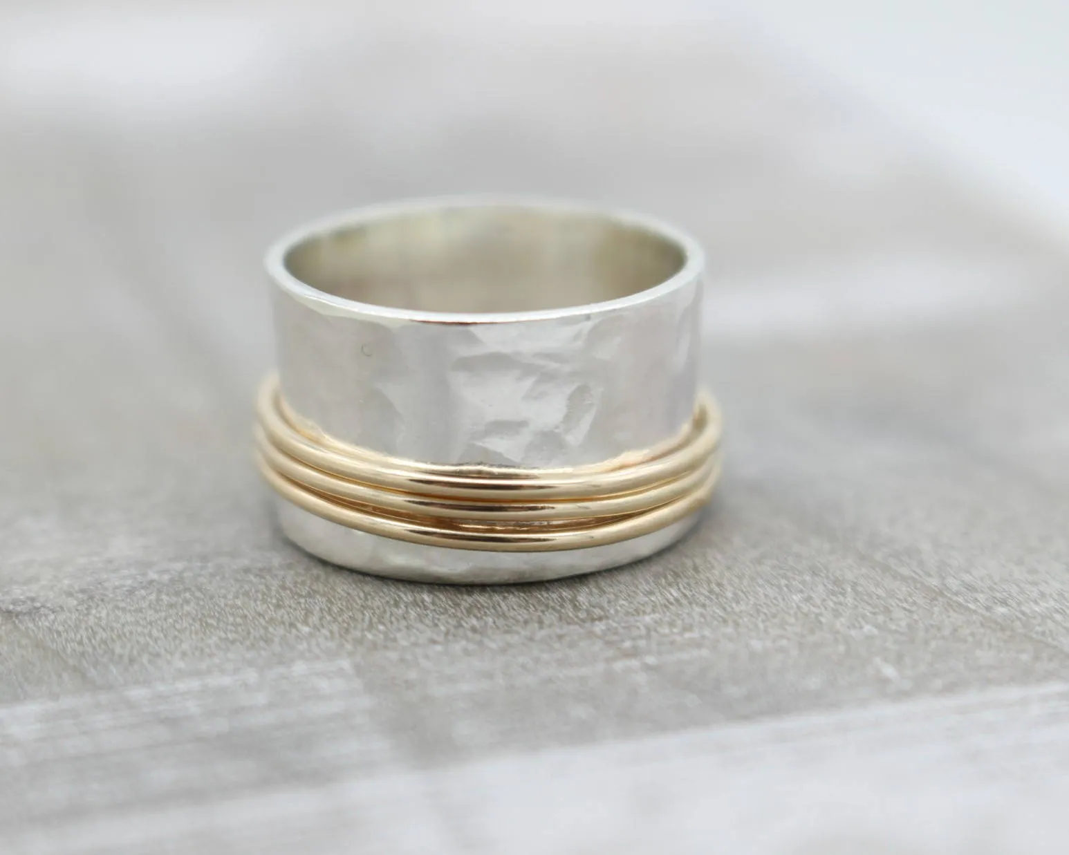 Gold Sterling Spinner Fiddle Ring