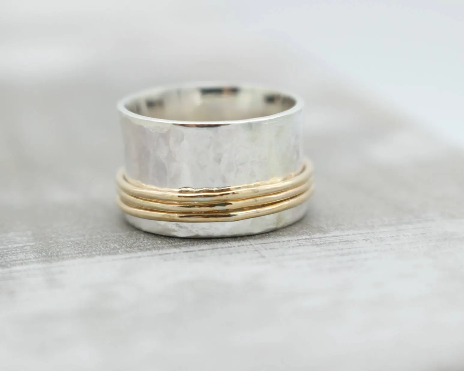 Gold Sterling Spinner Fiddle Ring