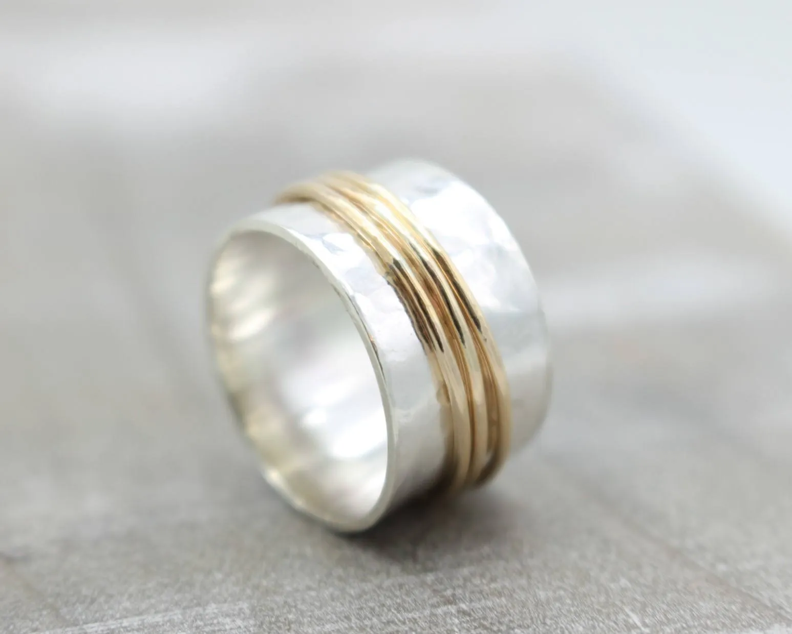 Gold Sterling Spinner Fiddle Ring
