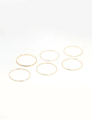 Gold Textured Thin Bangles 6-Pack