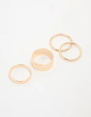 Gold Thick & Thin Cigar Stacking Rings 4-Pack
