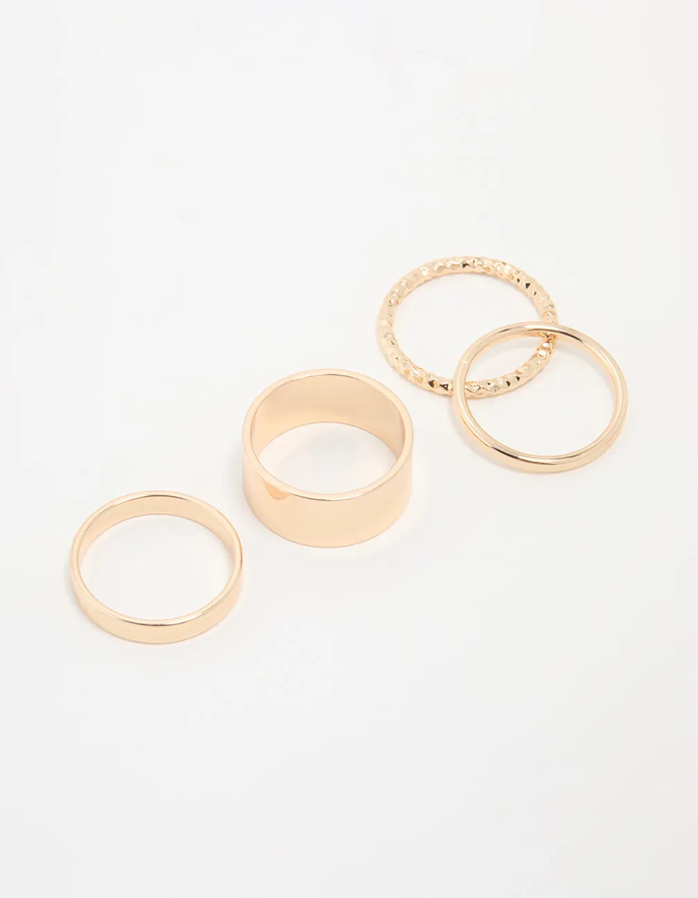 Gold Thick & Thin Cigar Stacking Rings 4-Pack