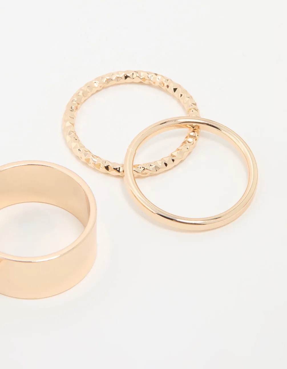 Gold Thick & Thin Cigar Stacking Rings 4-Pack