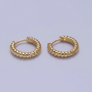 Gold Twisted Croissant 14mm Huggie Minimalist Earrings | V-016