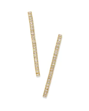 Gracie Long Tennis Linear Earring Gold White CZ
