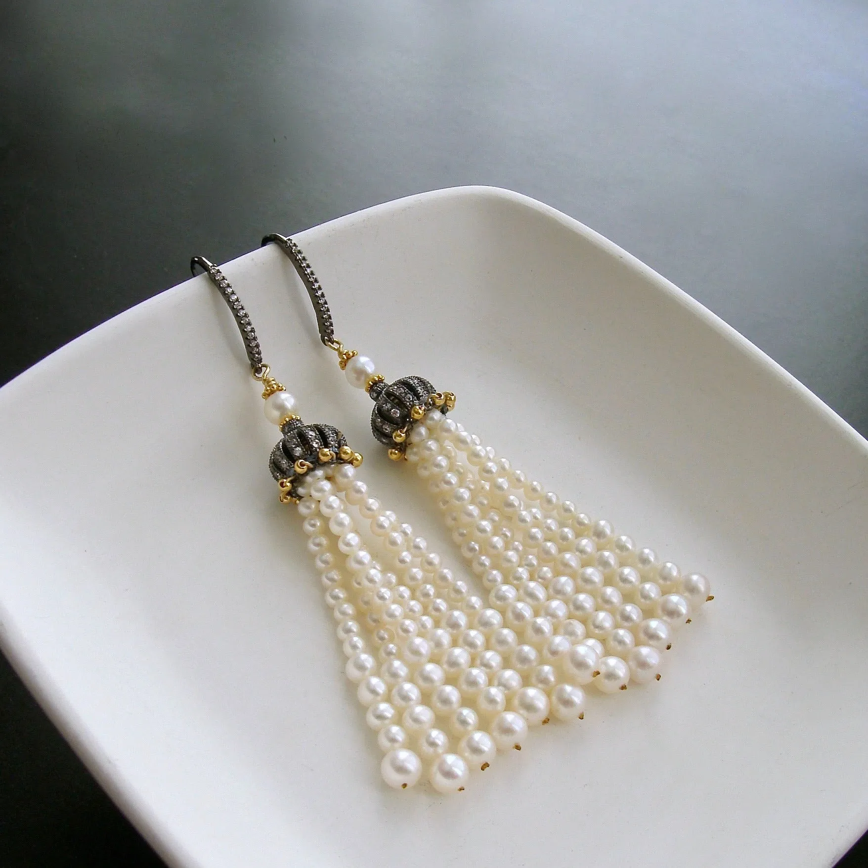 Graduated Pearl Tassel Earrings - Anais II Earrings