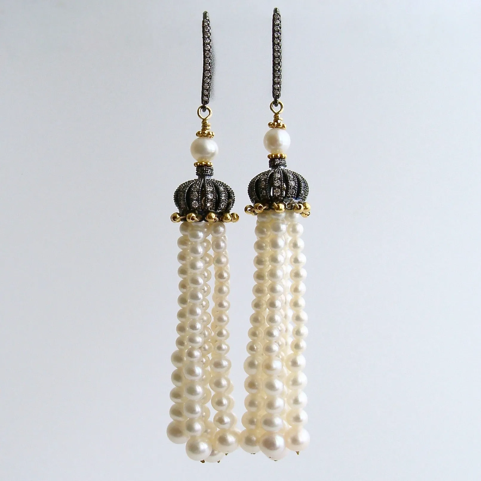 Graduated Pearl Tassel Earrings - Anais II Earrings