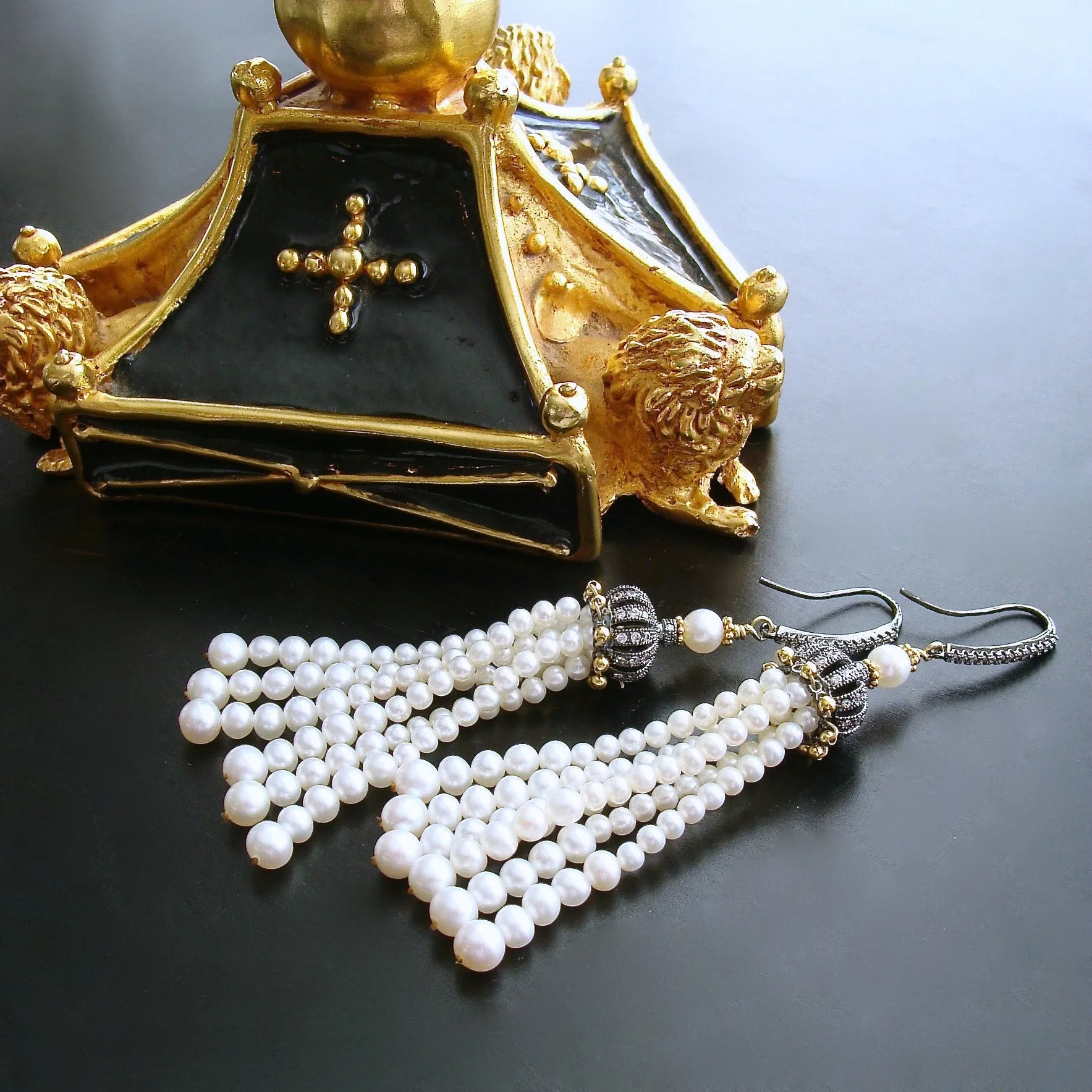 Graduated Pearl Tassel Earrings - Anais II Earrings