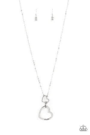 Grandma Glow - White - Rhinestone Interlocking Hearts "Grandma" Mother's Day Paparazzi Long Necklace