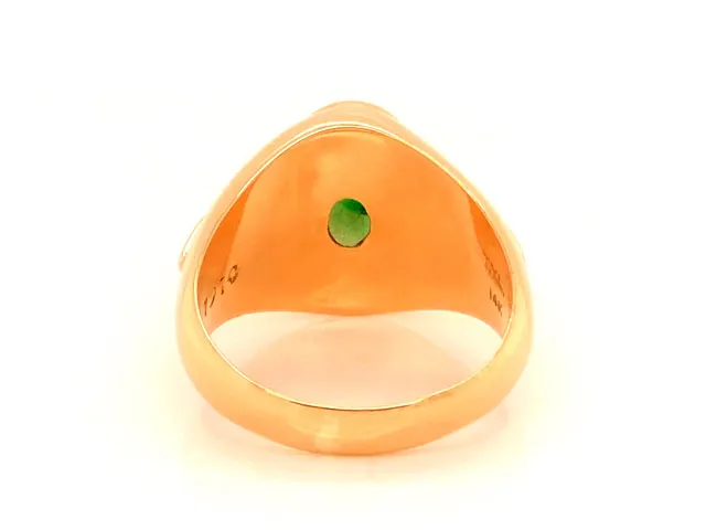 Green Jade Ring with Raised Design Element