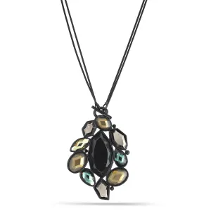 GREEN OLIVE HEMATITE AND BLACK FACETED PENDANT NECKLACES #227BK1401 (1B12)