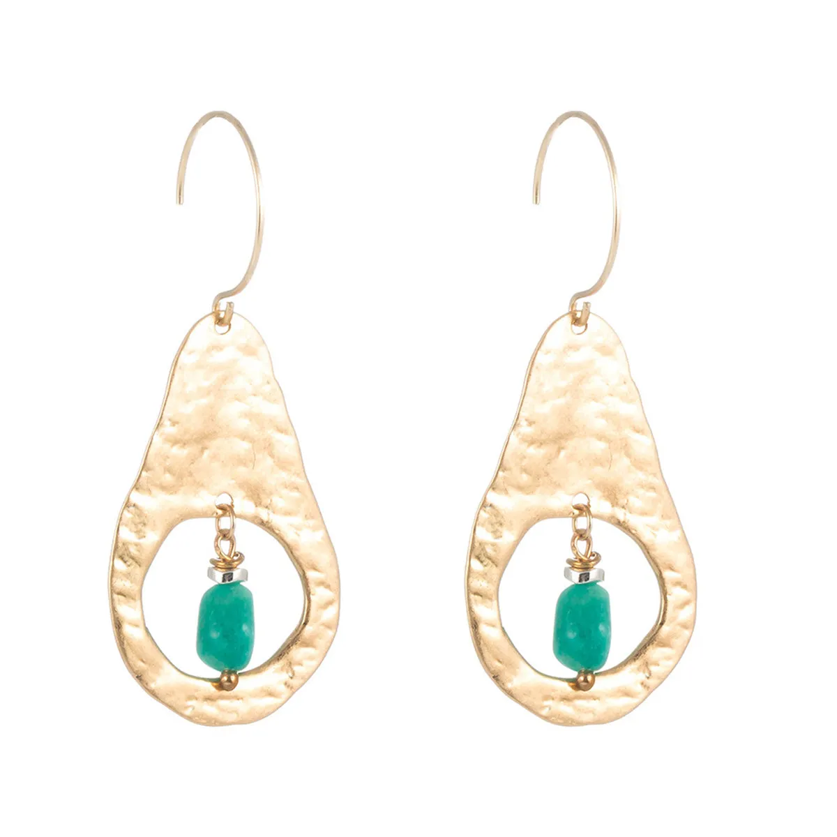 Green Resin & 18K Gold-Plated Avocado-Shape Drop Earrings
