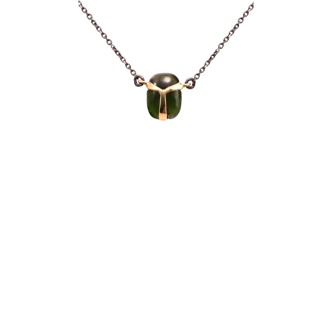 Green Tourmaline Scarab Necklace