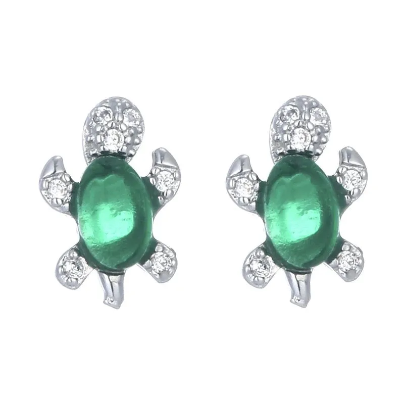 Green Turtle Stud Earrings