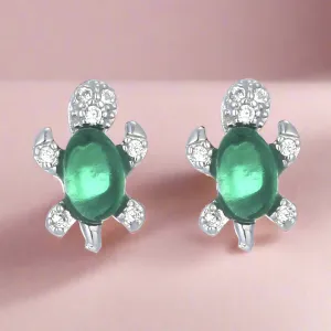 Green Turtle Stud Earrings