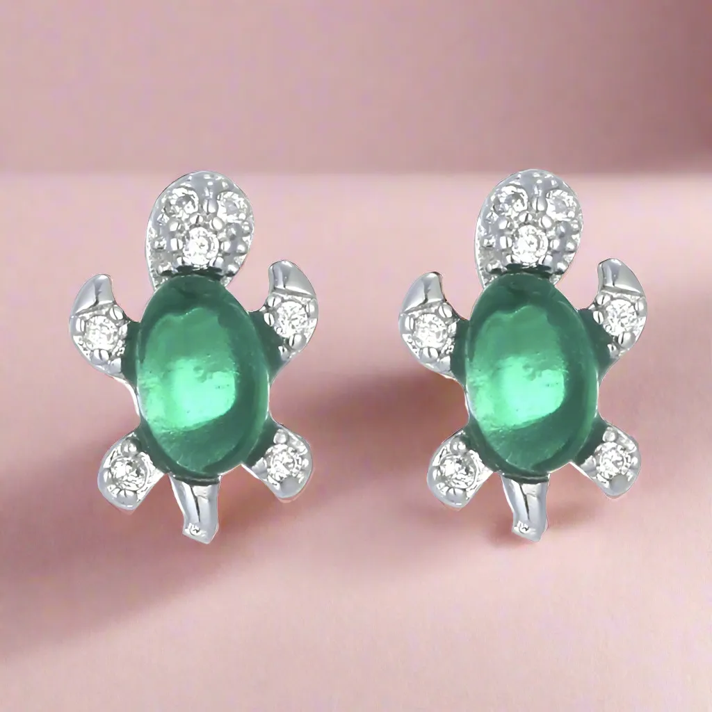 Green Turtle Stud Earrings