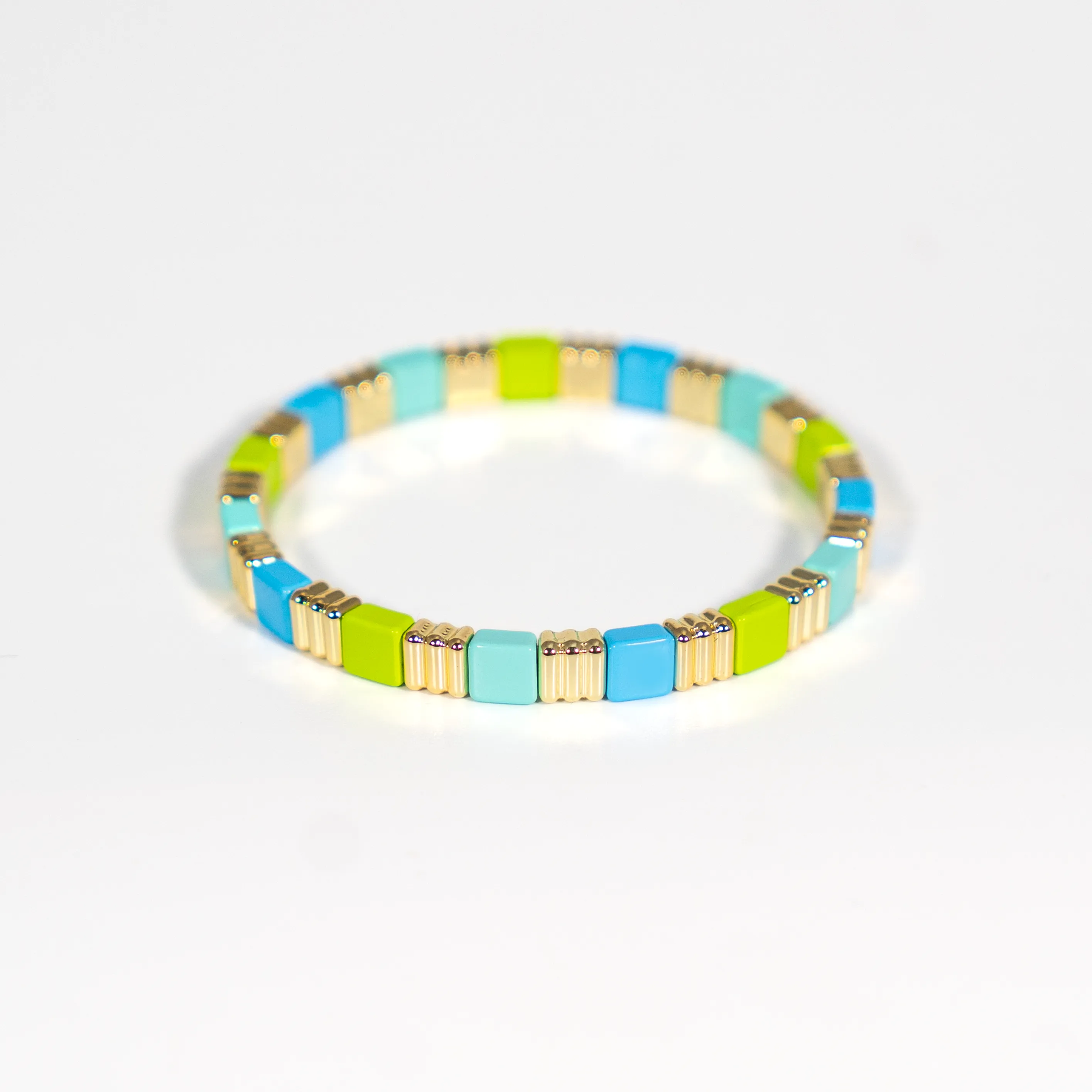 Groovy Enamel Bracelet | Blue & Lime | Thin