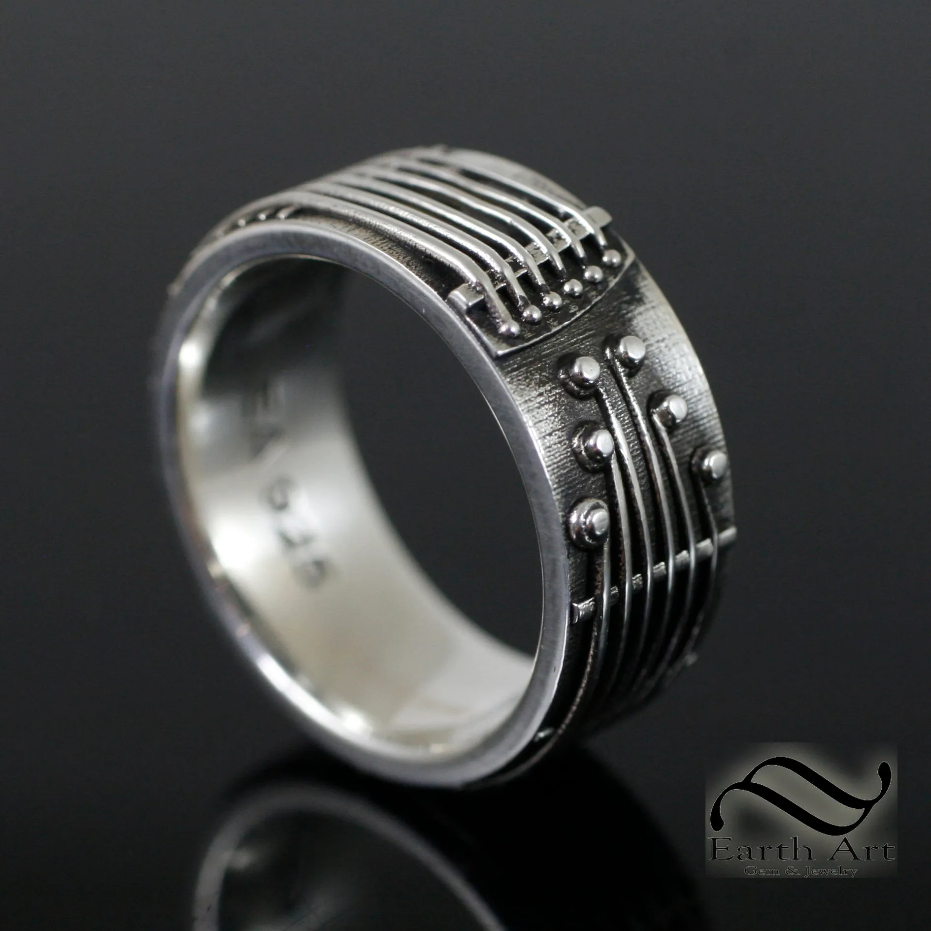 Guitar Band - Mens ring in 14k gold or sterling silver