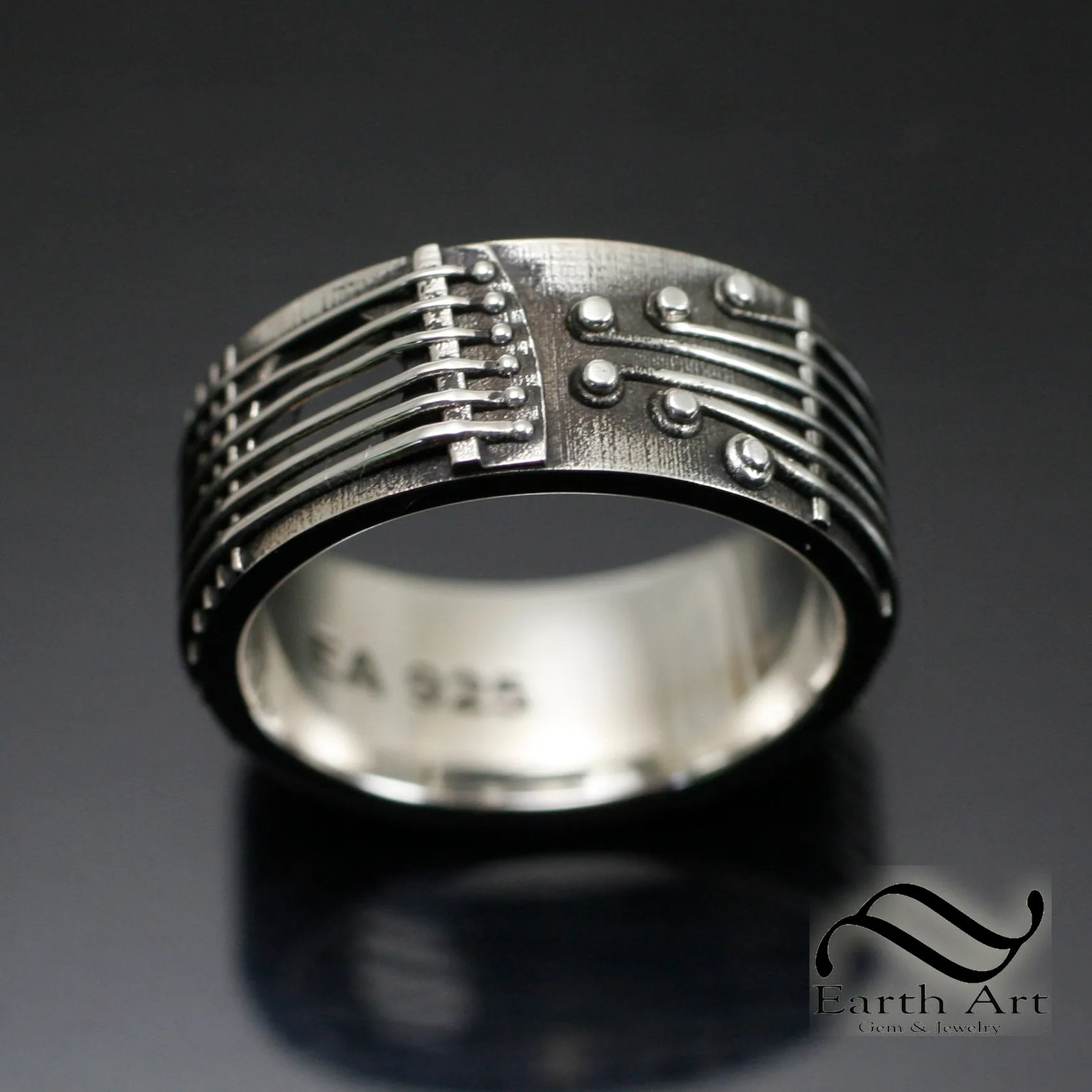 Guitar Band - Mens ring in 14k gold or sterling silver