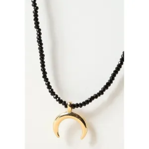 Half Moon Charm Glass Beads Short Necklace