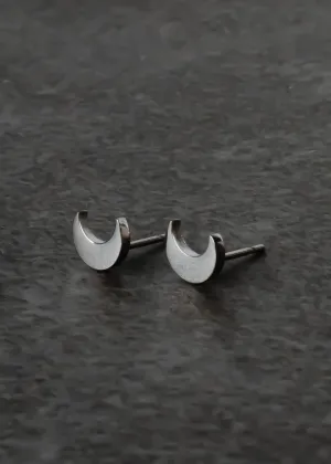 Half Moon Stud Earrings Silver