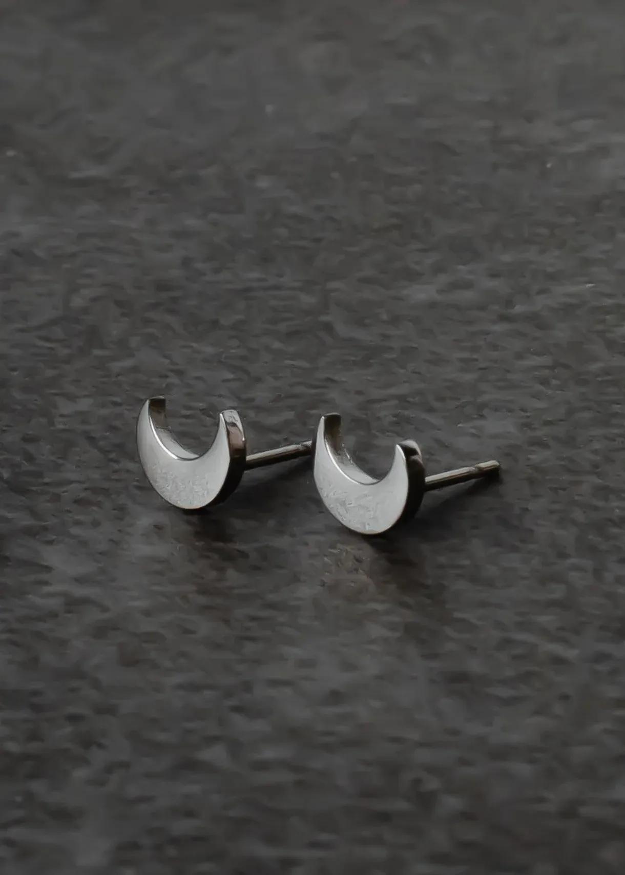 Half Moon Stud Earrings Silver