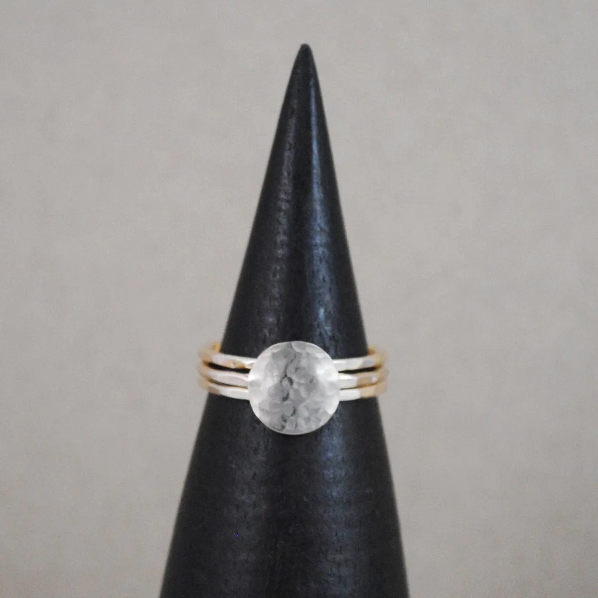 Hammered Disc Stacking Rings - Gold-Filled