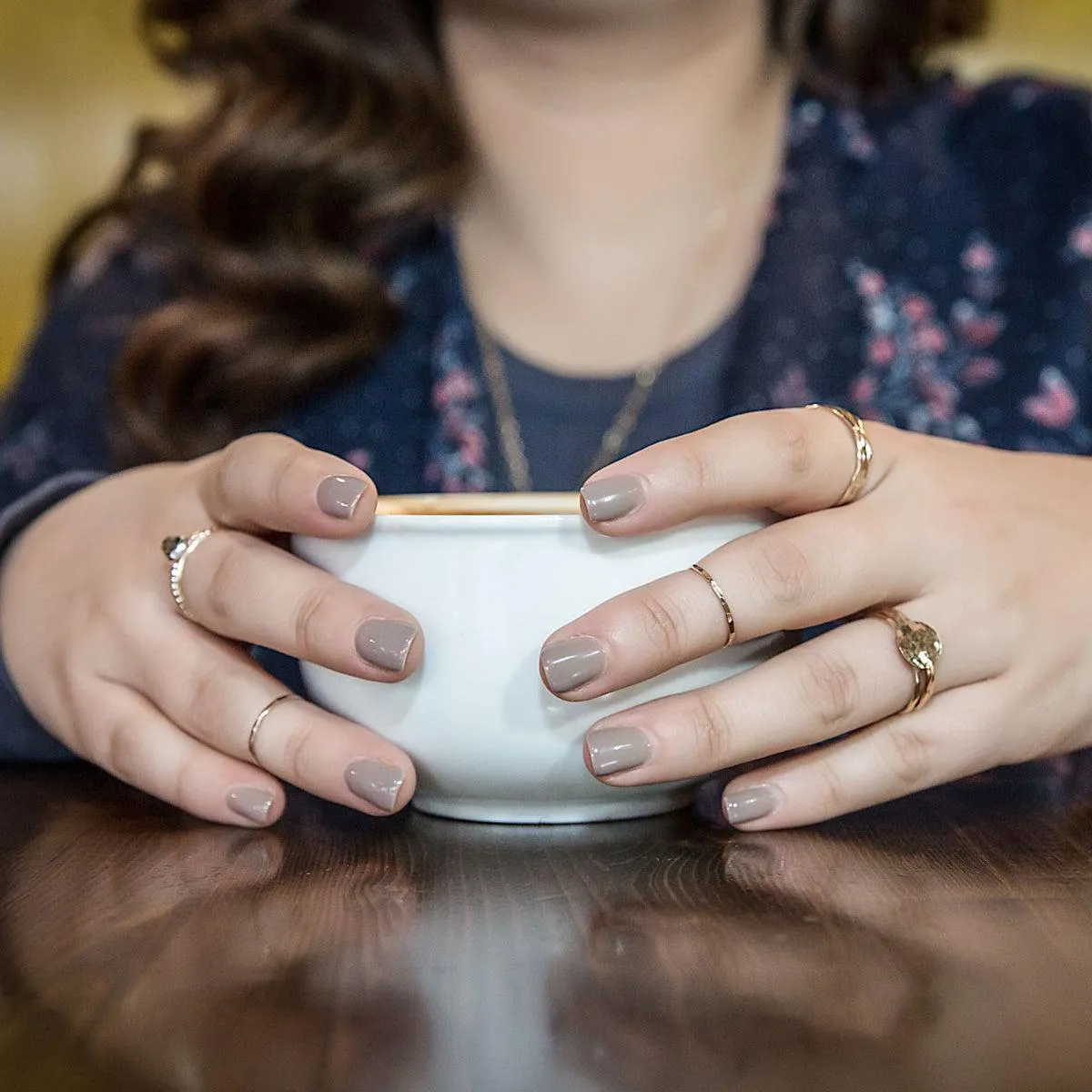 Hammered Disc Stacking Rings - Gold-Filled