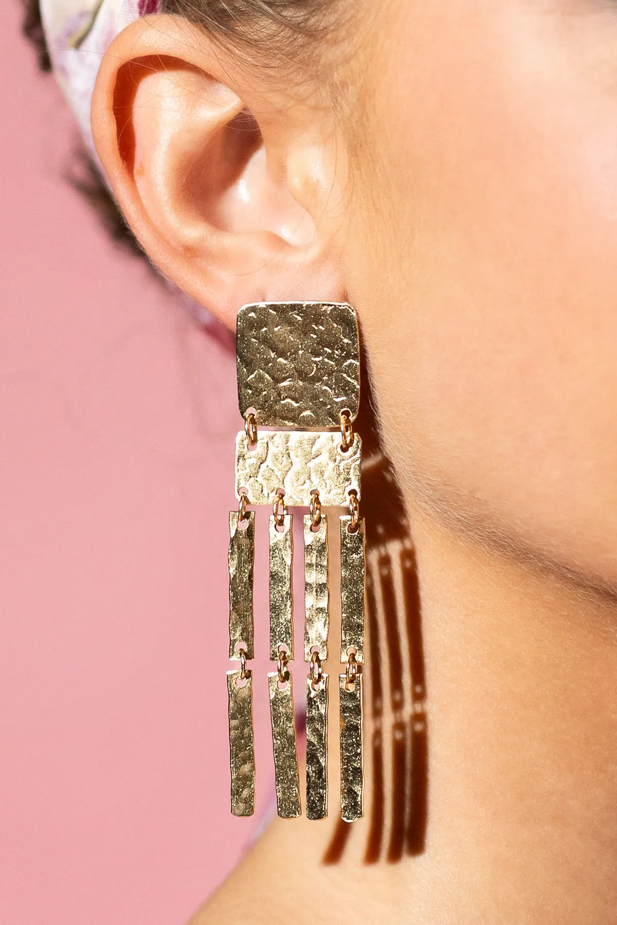 Hammered Multi-Strand Dangle Earrings
