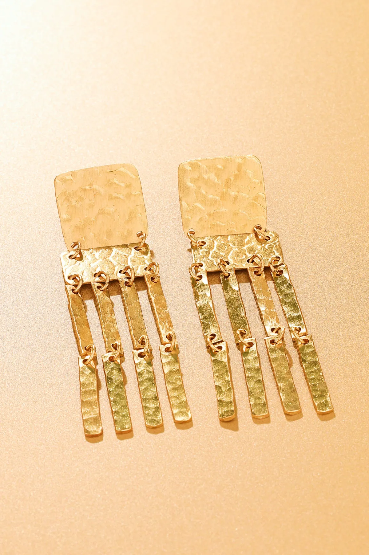 Hammered Multi-Strand Dangle Earrings